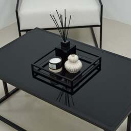 Brooklyn - Black Modern Square Tinted Mirrored Decorative Tray - thumbnail 3