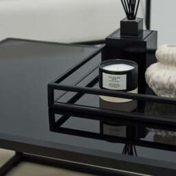 Brooklyn - Black Modern Square Tinted Mirrored Decorative Tray - thumbnail 2