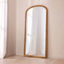 Cordelia - Light Wood Rope Twist Full Length Arched Mirror 170cm x 80cm - thumbnail 3
