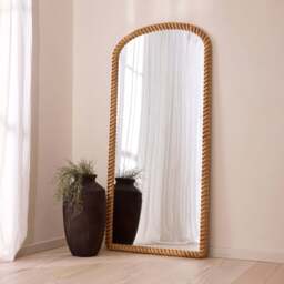 Cordelia - Light Wood Rope Twist Full Length Arched Mirror 170cm x 80cm