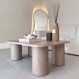 Alina - Washed Wood Rectangular Large Wooden Coffee Table - thumbnail 4