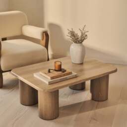 Alina - Washed Wood Rectangular Large Wooden Coffee Table