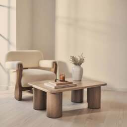 Alina - Washed Wood Rectangular Large Wooden Coffee Table