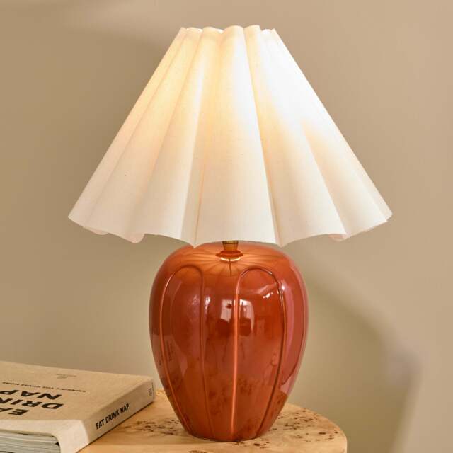 Orla - Terracotta Gloss Ceramic Scallop Shade Table Lamp - image 1