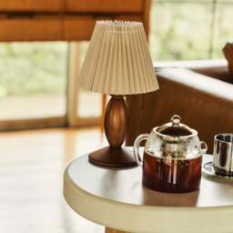 Elba - Dark Wood Pleated Shade Table Lamp - thumbnail 2