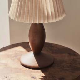 Elba - Dark Wood Pleated Shade Table Lamp - thumbnail 4