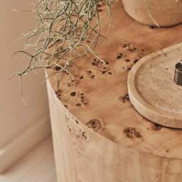 Arbour - Large Natural Burl Wood Premium Round Side Table - thumbnail 4