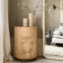 Arbour - Large Natural Burl Wood Premium Round Side Table - thumbnail 2