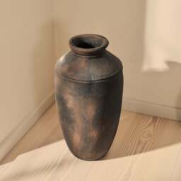 Toledo - Large Antique Brown Textured Terracotta Vase - thumbnail 6