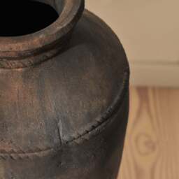 Toledo - Large Antique Brown Textured Terracotta Vase - thumbnail 4