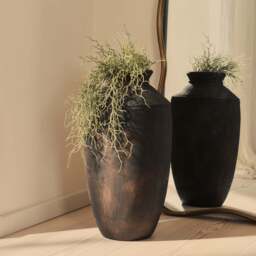 Toledo - Large Antique Brown Textured Terracotta Vase - thumbnail 1