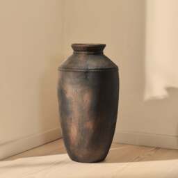 Toledo - Large Antique Brown Textured Terracotta Vase - thumbnail 3