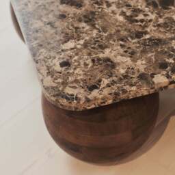 Melrose - Dark Emperador Marble Rectangular Dark Wood Premium Coffee Table - thumbnail 4