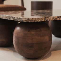 Melrose - Dark Emperador Marble Rectangular Dark Wood Premium Coffee Table - thumbnail 3