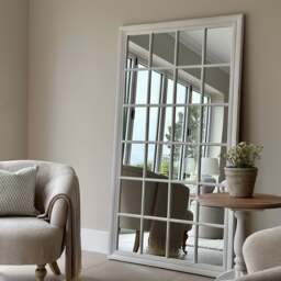 Sasha - White Shabby Chic Full Length Window Mirror 180cm x 100cm - thumbnail 4