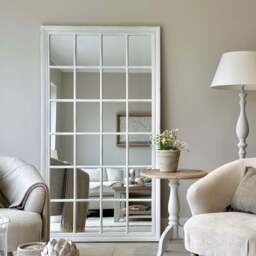 Sasha - White Shabby Chic Full Length Window Mirror 180cm x 100cm - thumbnail 1