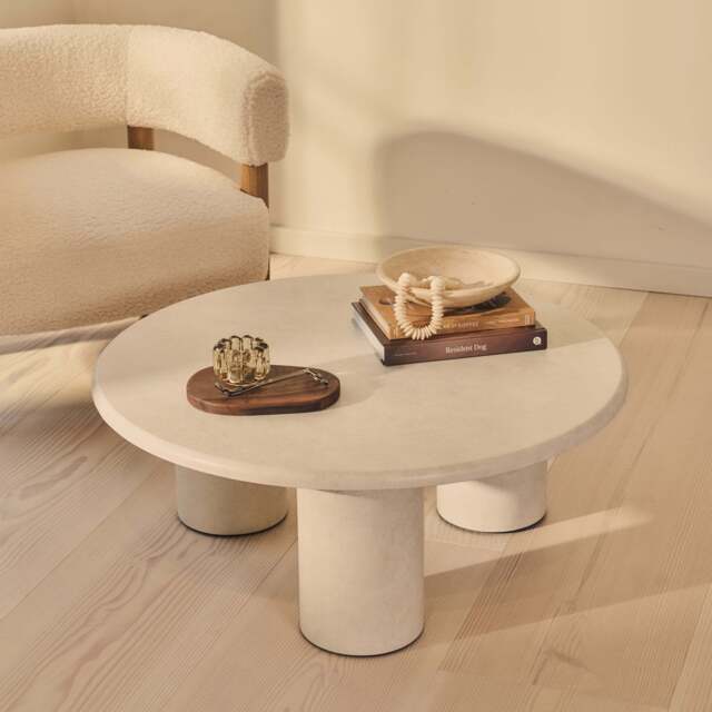 Alina - Concrete Round Large Wooden Coffee Table - image 1