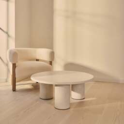 Alina - Concrete Round Large Wooden Coffee Table - thumbnail 2