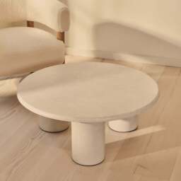Alina - Concrete Round Large Wooden Coffee Table - thumbnail 3