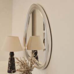 Riva - Brushed Chrome Pond Shaped Irregular Mirror 90cm x 85cm - thumbnail 3
