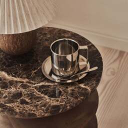 Orinthia - Dark Emperador Marble Round Dark Wood Premium Side Table - thumbnail 6
