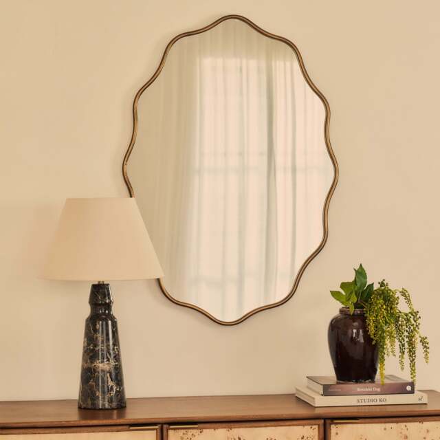 Sabrina - Antique Bronze Wavy Oval Metal Wall Mirror 100cm x 70cm - image 1