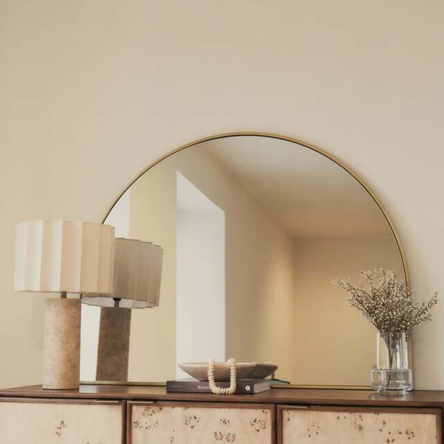 Liberty - Gold Wide Arched Metal Overmantle Mirror 120cm x 90cm - image 1