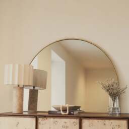Liberty - Gold Wide Arched Metal Overmantle Mirror 120cm x 90cm - thumbnail 1
