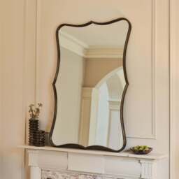 Elise - Antique Bronze Art Deco Metal Overmantle Mirror 120cm x 80cm - thumbnail 2