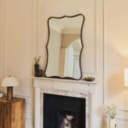 Elise - Antique Bronze Art Deco Metal Overmantle Mirror 120cm x 80cm - thumbnail 4