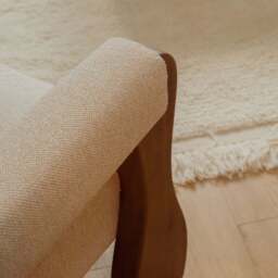 Ferne - Fabric Accent Chair Ivory & Dark Wood - thumbnail 6