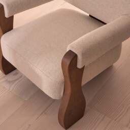 Ferne - Fabric Accent Chair Ivory & Dark Wood - thumbnail 5