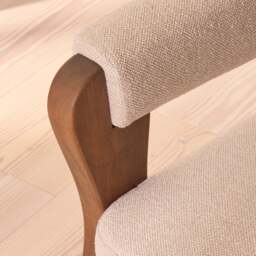 Ferne - Fabric Accent Chair Ivory & Dark Wood - thumbnail 2