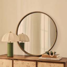 Corra - Antique Bronze Rope Twist Round Metal Wall Mirror 90cm x 90cm - thumbnail 1