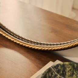 Corra - Antique Bronze Rope Twist Round Metal Wall Mirror 90cm x 90cm - thumbnail 2