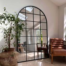 Brooklyn - Full Length Extra Large Black Arched Metal Mirror 200cm x 120cm - thumbnail 1