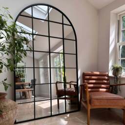 Brooklyn - Full Length Extra Large Black Arched Metal Mirror 200cm x 120cm - thumbnail 2