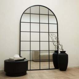 Brooklyn - Full Length Extra Large Black Arched Metal Mirror 200cm x 120cm - thumbnail 4