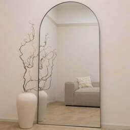 Theo - Full Length Black Arched Large Metal Mirror 180cm x 90cm - thumbnail 4