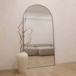 Theo - Full Length Black Arched Large Metal Mirror 180cm x 90cm - thumbnail 3