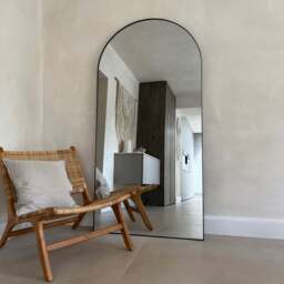 Theo - Full Length Black Arched Large Metal Mirror 180cm x 90cm - thumbnail 2