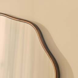 Sabrina - Antique Bronze Wavy Arched Metal Overmantle Mirror 100cm x 70cm - thumbnail 5