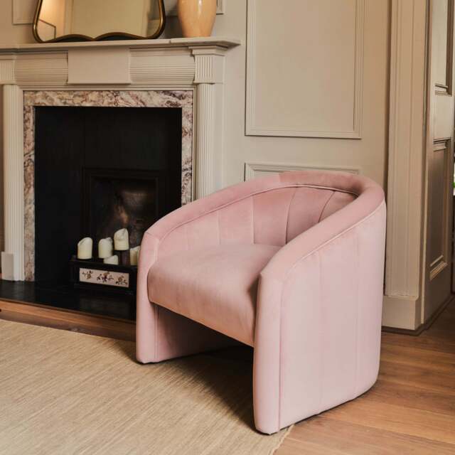Camille - Curved Velvet Accent Chair Blushed Pink - image 1