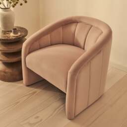 Camille - Curved Velvet Accent Chair Blushed Pink - thumbnail 4