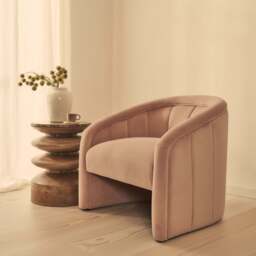 Camille - Curved Velvet Accent Chair Blushed Pink - thumbnail 2