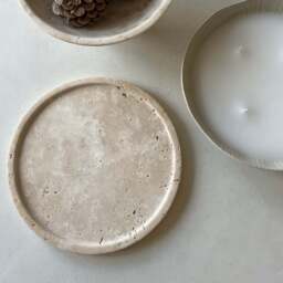 Travara - Cream Travertine Round Decorative Tray - thumbnail 2