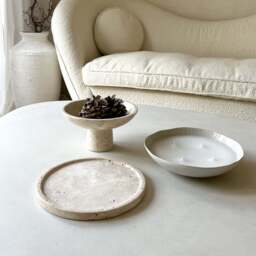 Travara - Cream Travertine Round Decorative Tray - thumbnail 3