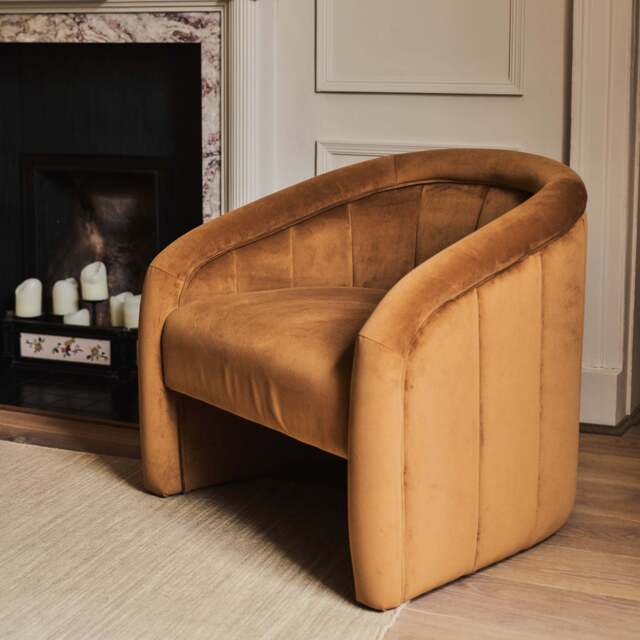 Camille - Curved Velvet Accent Chair Caramel - image 1
