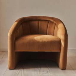 Camille - Curved Velvet Accent Chair Caramel - thumbnail 5