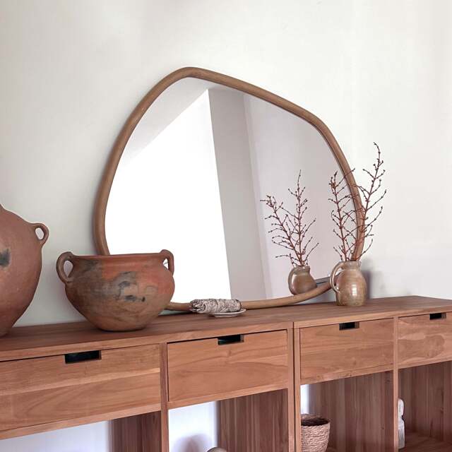 Aaliyah - Warm Wood Irregular Wall Mirror 110cm x 80cm - image 1